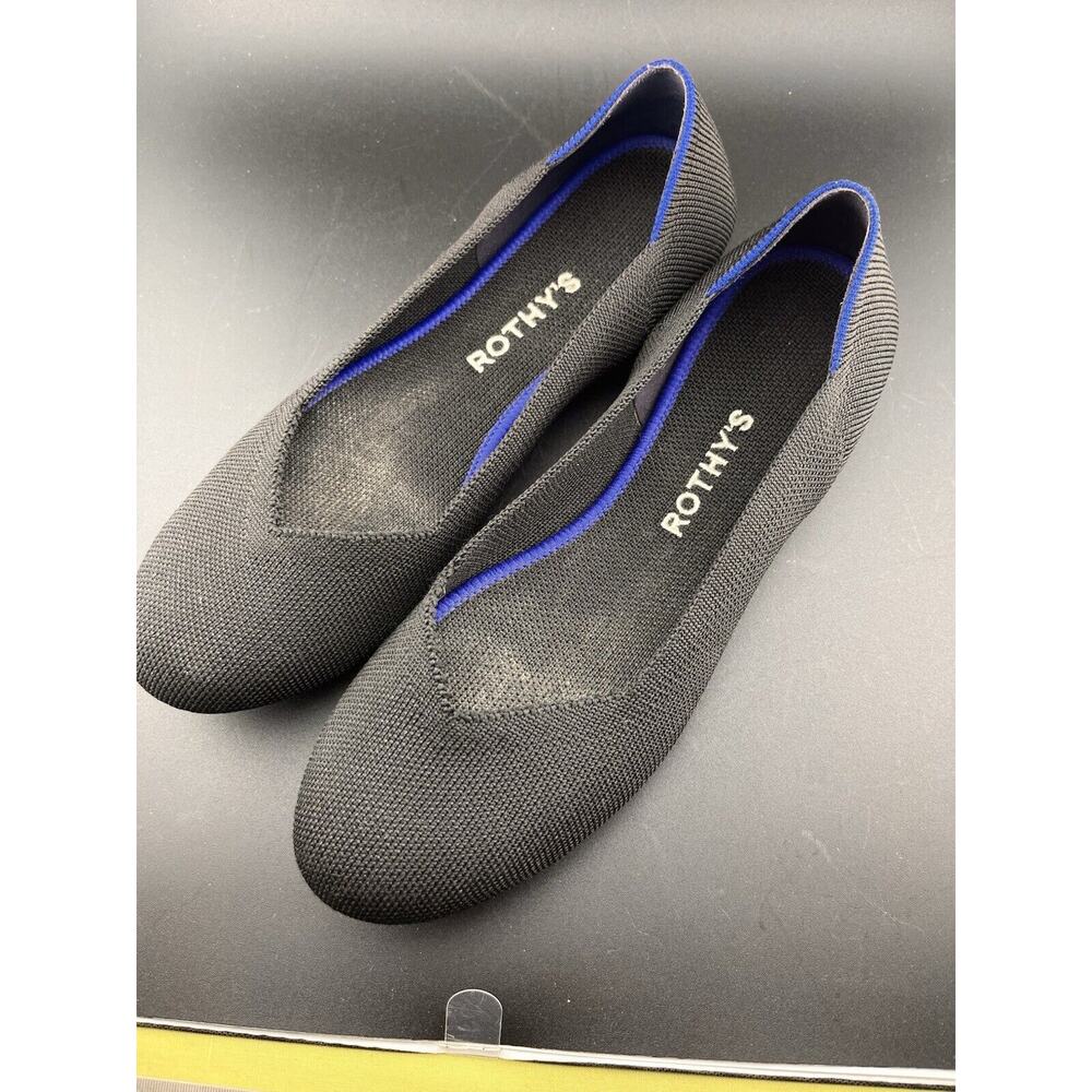 Rothy's The Flat‎ Black Blue Knit Ballet Flats Shoes Size 7.5